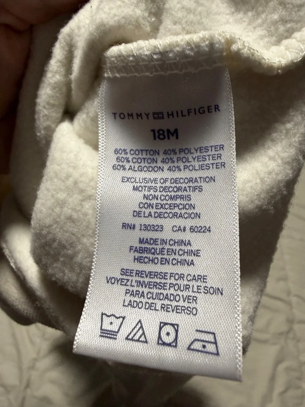 Tommy Hilfiger Kids 18M White Blue Long Sleeve Half Zip Pullover Sweater Logo